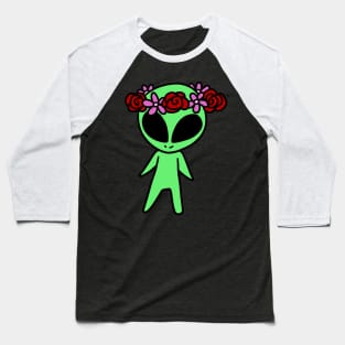 Flower Crown Alien Baseball T-Shirt